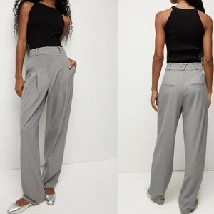 Veronica Beard Lagarde Pant Light Grey High Rise Pleated Career Trousers Size 10